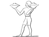 Egyptian servant carrying food dishes